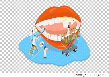 3D Isometric Flat  Illustration of Cosmetic Dentistry Service, Dental Veneers 127137955