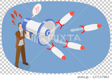 3D Isometric Flat  Illustration of War Propaganda, Inciting Hatred 127137962