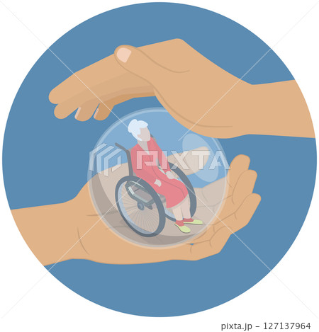 3D Isometric Flat  Illustration of Senior Assistance and Care, Nursing Home 127137964