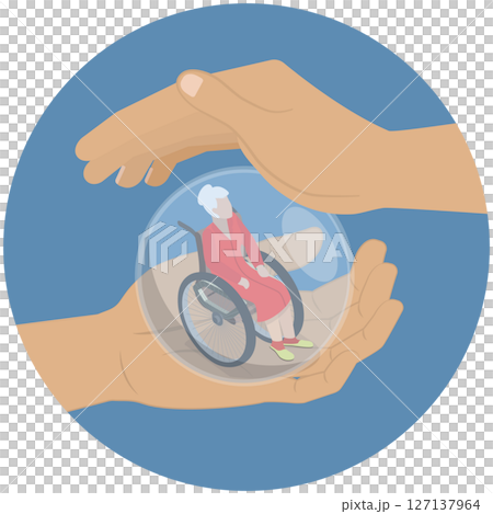 3D Isometric Flat  Illustration of Senior Assistance and Care, Nursing Home 127137964