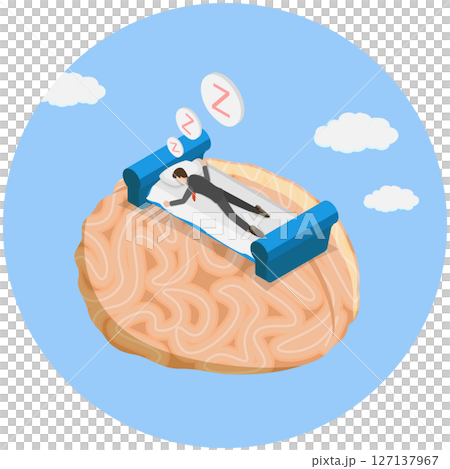3D Isometric Flat Illustration of Tierd Human Brain, Snooze for Relax 3D Isometric Flat Illustration of Tierd Human Brain, Snooze for Relax 127137967