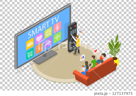 3D Isometric Flat Illustration of Smart Tv, Live Streaming 3D Isometric Flat Illustration of Smart Tv, Live Streaming 127137973