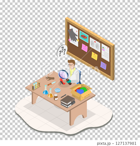 3D Isometric Flat  Illustration of Forensic Science, Criminology 3D Isometric Flat  Illustration of Forensic Science, Criminology 127137981