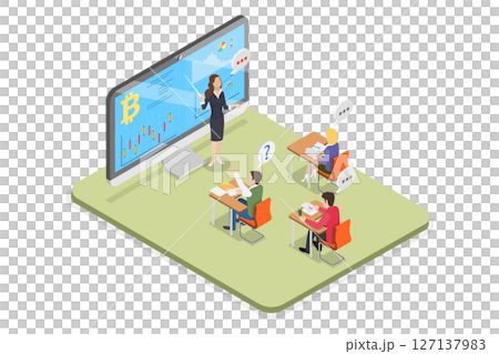 3D Isometric Flat Illustration of Cryptocurrency and Education, Crypto Trade Academy 3D Isometric Flat Illustration of Cryptocurrency and Education, Crypto Trade Academy 127137983