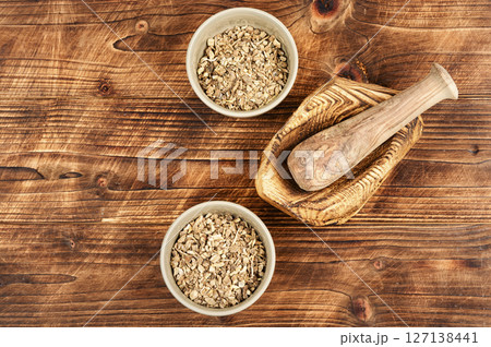 Medicinal root of elecampane. 127138441