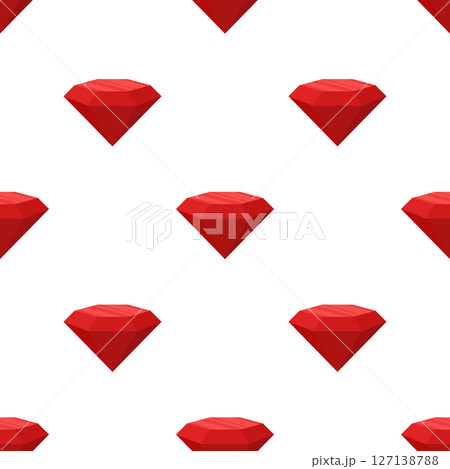 Seamless Red Diamond Pattern. Flat Cartoon Vector Luxury Gemstone Background. Shiny Ruby Crystal Texture, Repeating Precious Stone Design. Jewelry Decor, Red Diamond Wallpaper. Shiny Diamond Pattern 127138788