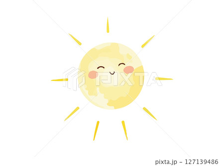 Sun watercolor vector illustration. 127139486
