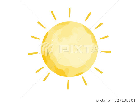 Sun watercolor vector illustration. 127139501