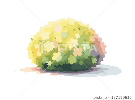 Green bush watercolor vector illustration. 127139630