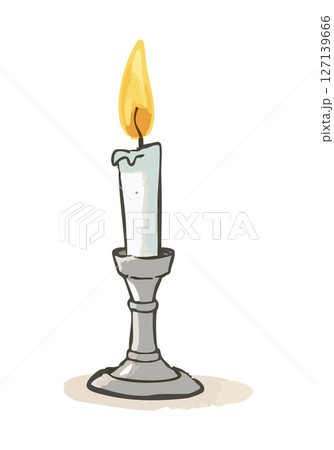 Watercolor vector illustration of a burning candle. 127139666