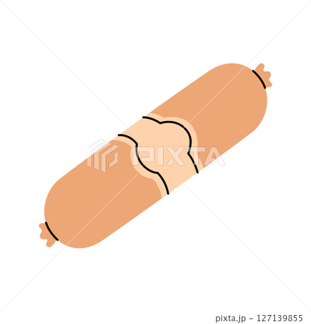 Doctor sausage. Semi-finished products. Vector illustration. 127139855