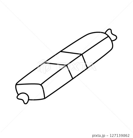 Salami sausage outline symbol. Butcher shop meat. Vector illustration. Salami sausage outline symbol. Butcher shop meat. Vector illustration. 127139862