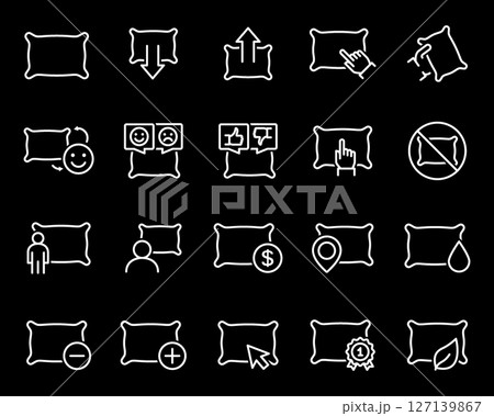 Pillow set line icons. Warm cozy pillow symbols. Vector illustration. 127139867