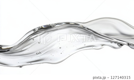 Elegant water wave demonstrating fluid motion and transparency in a clear background setting 127140315