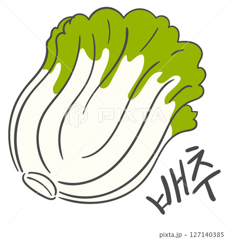 Cabbage illustration and Korean calligraphy 127140385