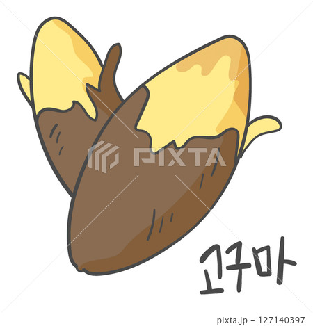 An illustration of roasted sweet potatoes, a Korean winter snack Korean Calligraphy 127140397