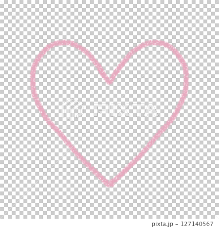 手描きのシンプルなハート　ピンク　イラスト　素材　アイコン　いいね　お気に入り　クレヨン風 127140567