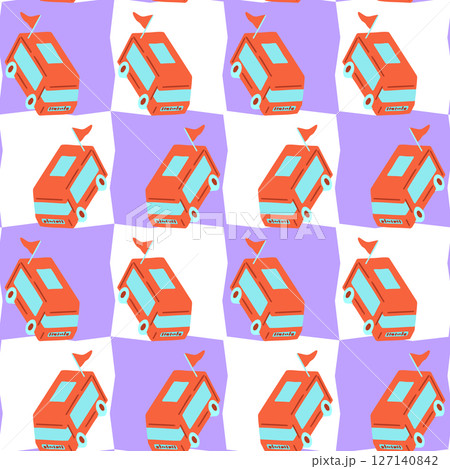 Red Camper Van Seamless Pattern Red Camper Van Seamless Pattern 127140842