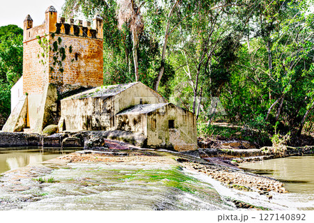 Algarrobo flour mill next to the banks of the Guadaira River, within Oromana Park in Alcala de Guadaira, Seville Algarrobo flour mill next to the banks of the Guadaira River, within Oromana Park in Alcala de Guadaira, Seville 127140892