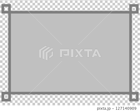 Gray background and decorative border with cut-out corners / center-filled frame material (PNG, simple) 127140909
