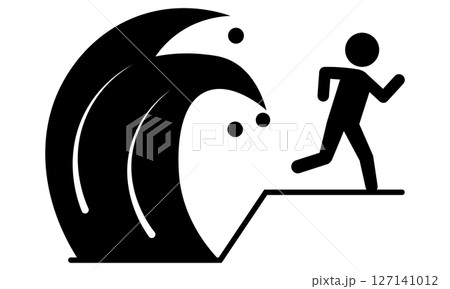 津波から避難する人物のピクトグラム 津波から避難する人物のピクトグラム 127141012