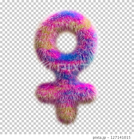 Colorful Fuzzy Venus Symbol Rendered in Vibrant Hairlike Textures 127141015