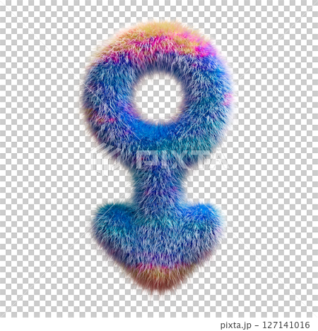 Vibrant Fur Textured Symbol with Bright Colors on White Background 127141016