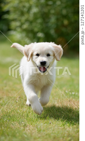 芝生を走る子犬 芝生を走る子犬 127141201