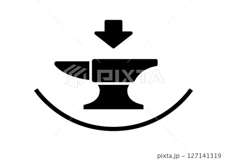 anvil presses. heavy weight falls down. black icon. anvil presses. heavy weight falls down. black icon. 127141319
