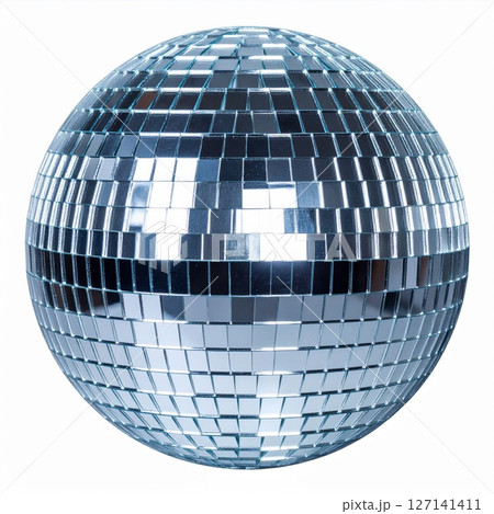 Silver Disco Ball on White Background 127141411