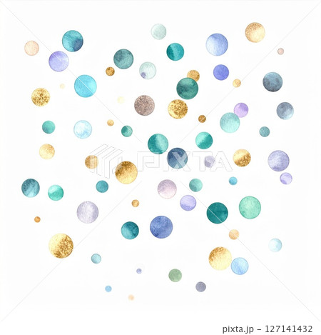 Watercolor Confetti Scattered on White Background 127141432