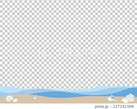 Simple frame illustration of waves and shells 127142309