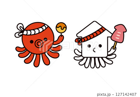タコとイカのキャラクターイラスト 127142407