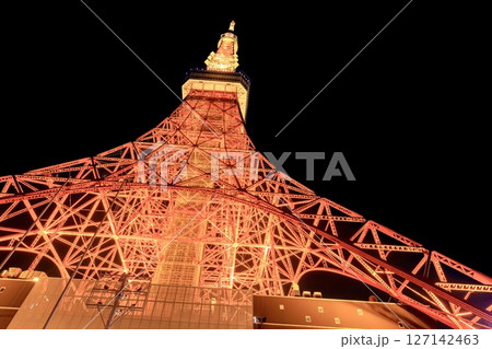 東京都、東京タワーのライトアップ(ランドマークライト) 東京都、東京タワーのライトアップ(ランドマークライト) 127142463
