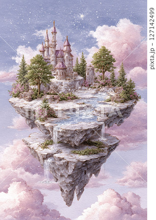 幻想の浮遊大地と優雅な塔の城 127142499
