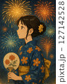 花火と女性 127142528
