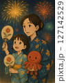 花火と親子 127142529