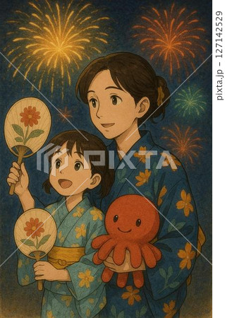 花火と親子 127142529