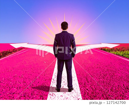 人生の岐路に立つビジネスマン イラスト 人生の岐路に立つビジネスマン イラスト 127142700