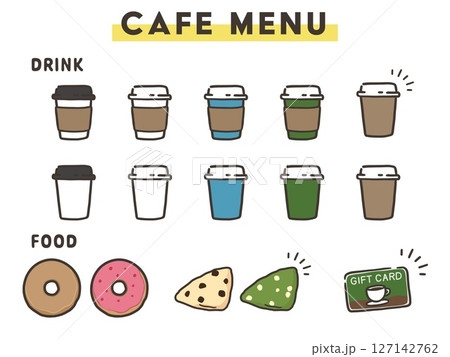 カフェメニューのイラストセット 127142762