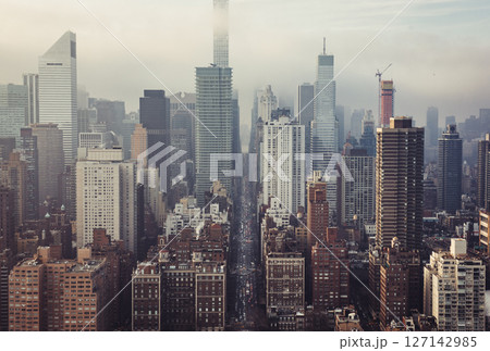 空から見るニューヨークの都市景観 127142985