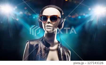 音楽を聴く男性マネキン 音楽を聴く男性マネキン 127143126