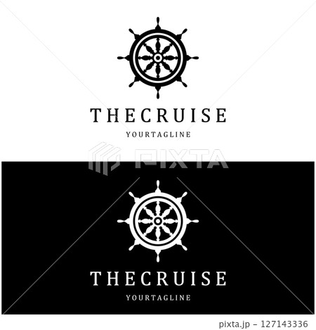 The cruise logo,ship steering logo, boat, yacht, rope, maritime, anchor. Logo for business, sailor, sailing, tourism 127143336
