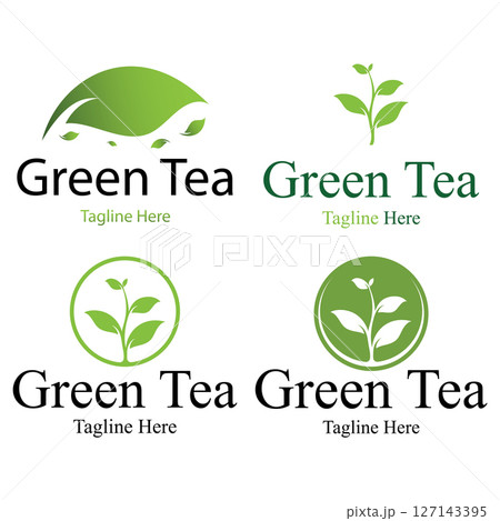 Tea cup logo vector design.Green tea vector logo template. 127143395