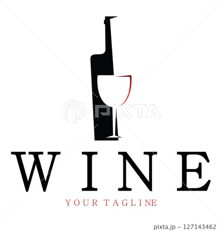 Wine logo with wine glasses and bottles.for night clubs,bars,cafe and wine shops. Wine logo with wine glasses and bottles.for night clubs,bars,cafe and wine shops. 127143462