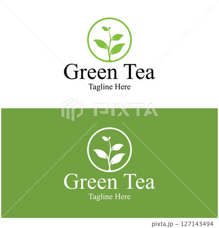 Tea cup logo vector design.Green tea vector logo template. 127143494