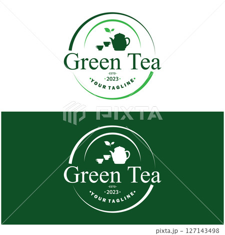 Tea cup logo vector design.Green tea vector logo template. Tea cup logo vector design.Green tea vector logo template. 127143498