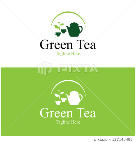 Tea cup logo vector design.Green tea vector logo template. 127143499