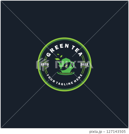 Tea cup logo vector design.Green tea vector logo template. 127143505