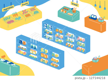 スーパーマーケットの店内 127144218